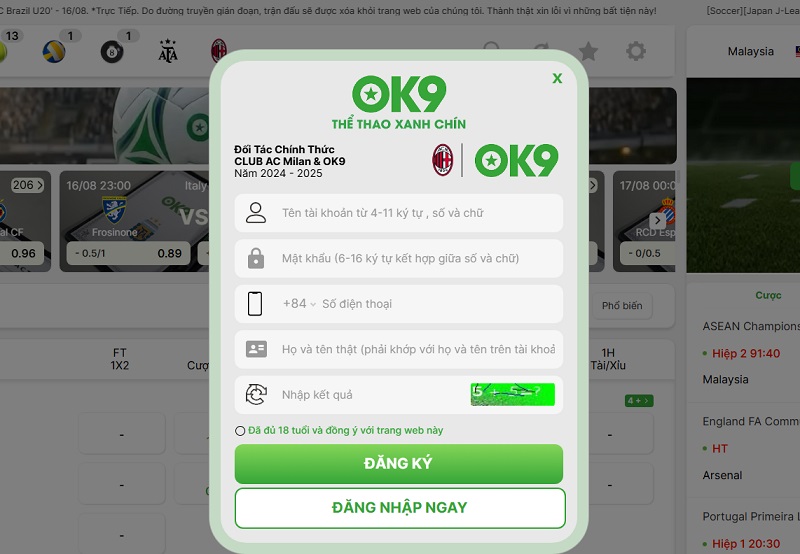 Hướng dẫn truy cập sảnh thể thao ok9